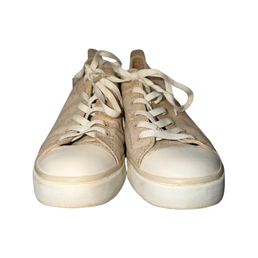 UGG Linen Canvas Lace Up Sneakers Beige Casual Comfort Shoes Women‎ 8.5 Metallic